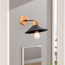 Opviq Manavgat - N-620 Lámpara de pared Negro y Roble